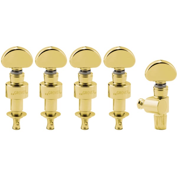 Grover 121G5 Geared Banjo Pegs with Metal Button - 5 pcs. - Gold banjo stemmechanieken set