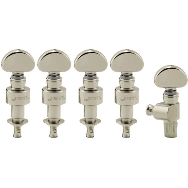 Grover 121N5 Geared Banjo Pegs with Metal Button - 5 pcs. - Nickel Geared banjo stemmechanieken set