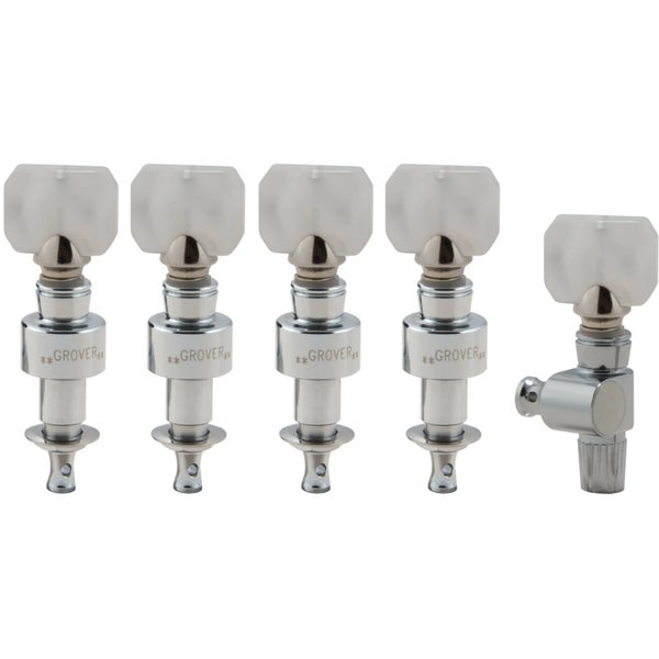 Grover 122C5 Geared Banjo Pegs with Square Pearloid Button - 5 pcs. Geared banjo stemmechanieken set