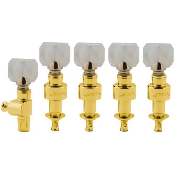 Grover 122G5 Geared Banjo Pegs with Square Pearloid Button - 5 pcs. Geared banjo stemmechanieken set