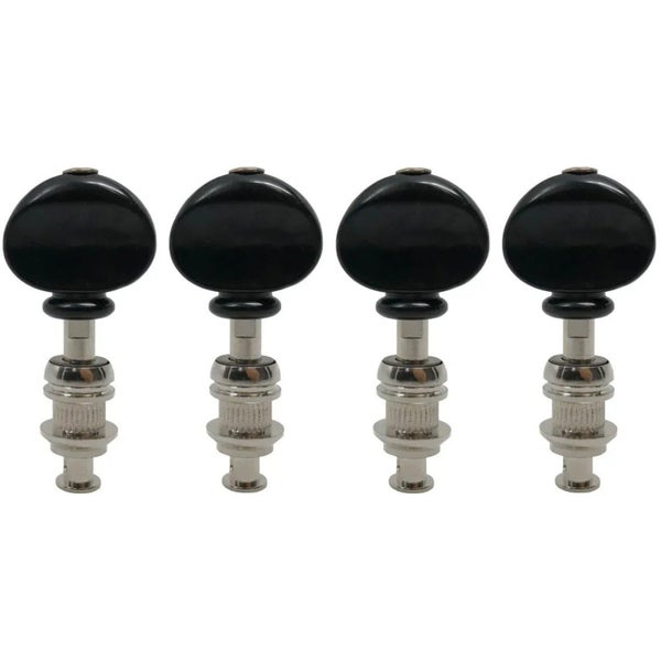 Grover 4B Sta-Tite Ukulele Pegs with Black Button - 4 pcs. - Nickel ukelele-onderdelen