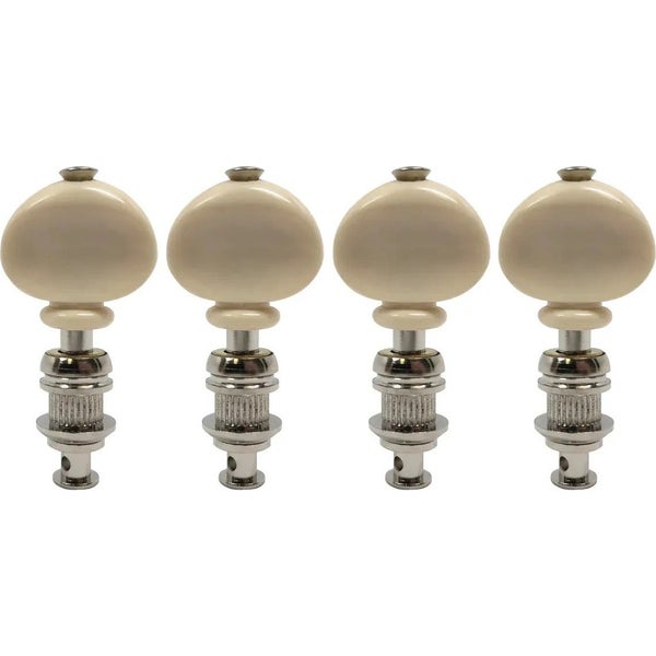 Grover 4W Sta-Tite Ukulele Pegs with White Button - 4 pcs. - Nickel Ukulele stemmechanieken set