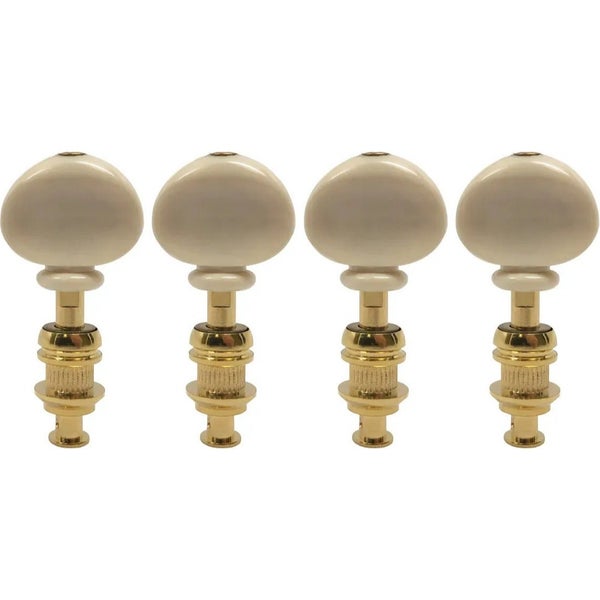 Grover 4WG Sta-Tite Ukulele Pegs with White Button - 4 pcs. - Gold ukulele stemmechanieken set
