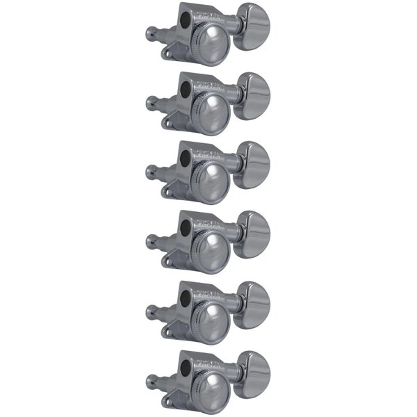 Grover 505C6 Mini Roto-Grip Locking Rotomatics - Guitar Machine Heads, 6-in-Line, Bass Side (Left) - Chrome