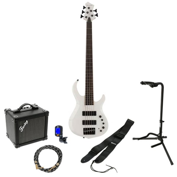 Sire Marcus Miller M2 2nd Generation 5-String White Pearl 5-snarige elektrische basgitaar starterset