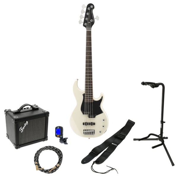 Yamaha BB Series BB235 Vintage White 5-snarige elektrische basgitaar starterset
