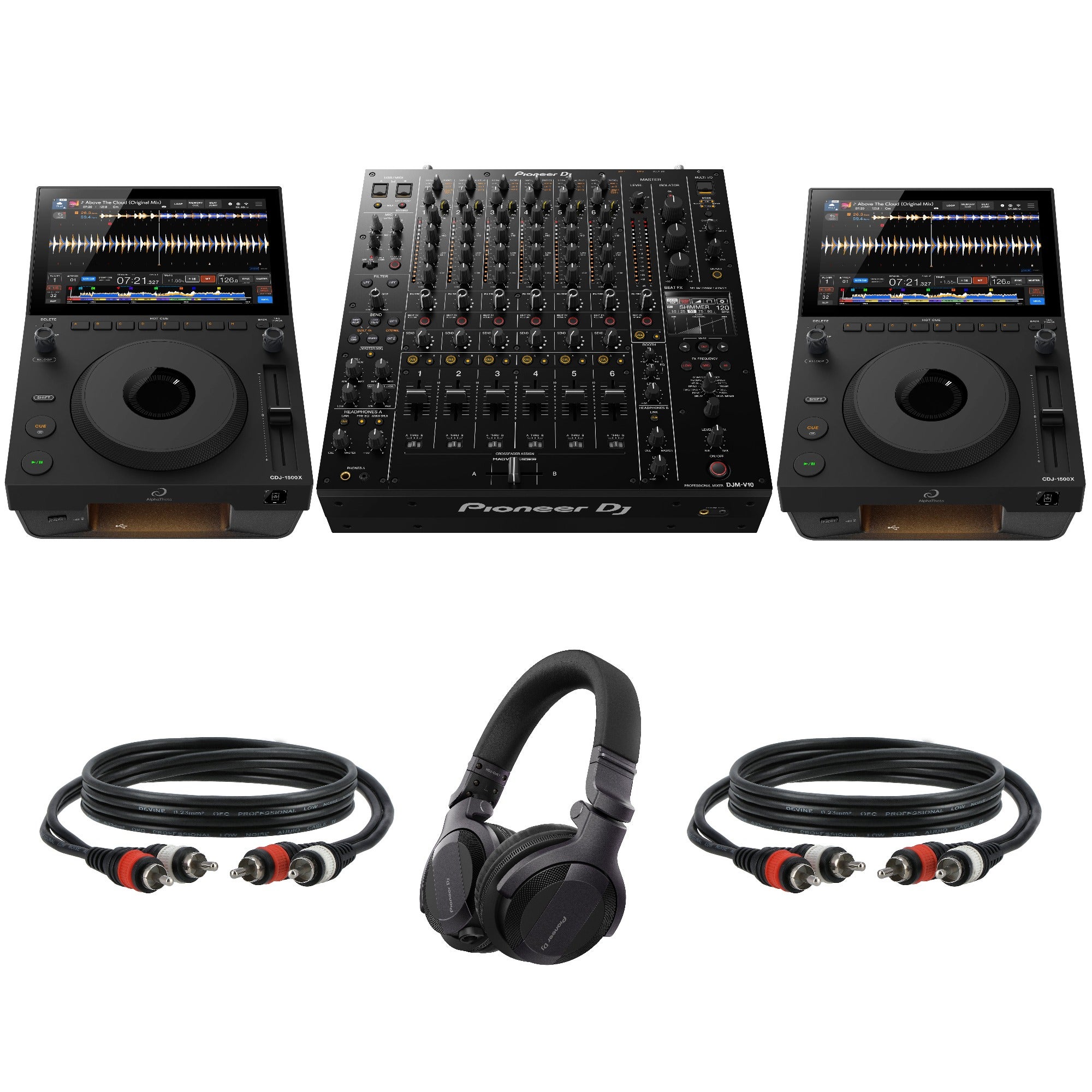 AlphaTheta 2x CDJ-1500X + Pioneer DJ DJM-V10 Complete Set