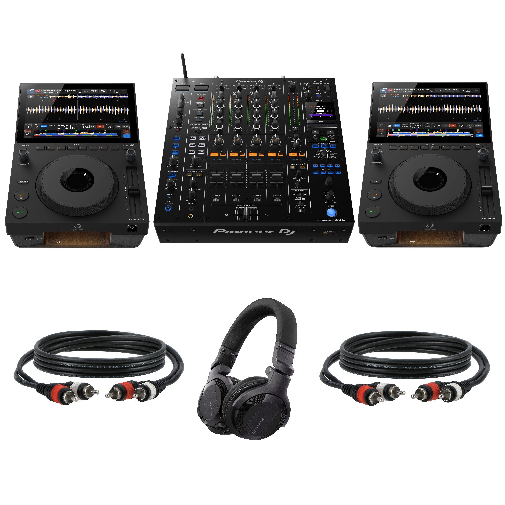 AlphaTheta 2x CDJ-1500X + Pioneer DJ DJM-A9 Complete Set