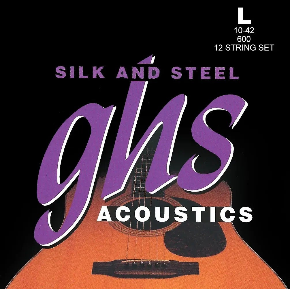 GHS Silk and Steel 600 Light .010-.042 Acoustic Guitar 12-String Strängset i försilvrad koppar för westerngitarr
