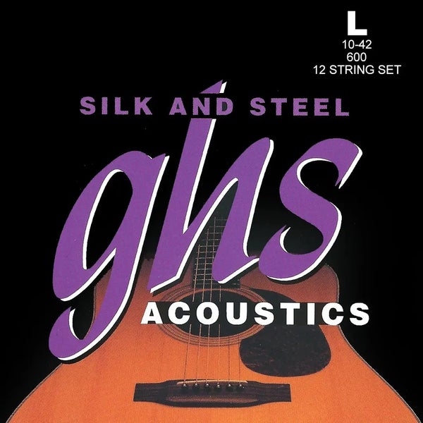 GHS Silk and Steel 600 Light .010-.042 Acoustic Guitar 12-String Silver-Plated Copper snarenset voor westerngitaar