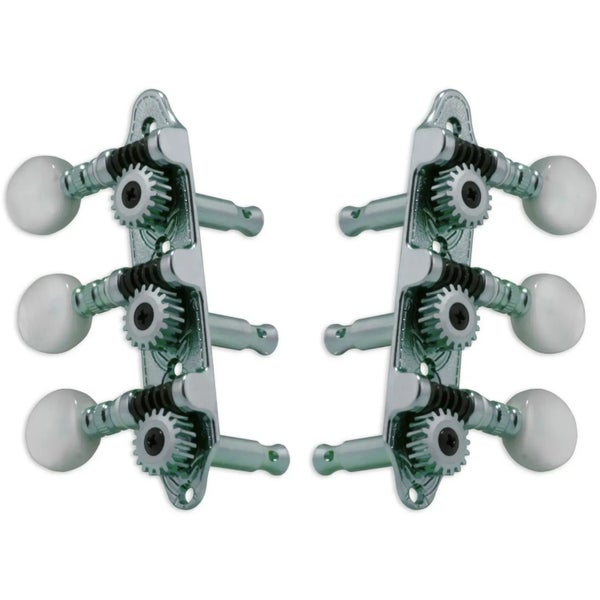 Grover 608CSta-Tite Mini 3-On-A-Plate - Guitar Machine Heads, 3 + 3 - Chrome