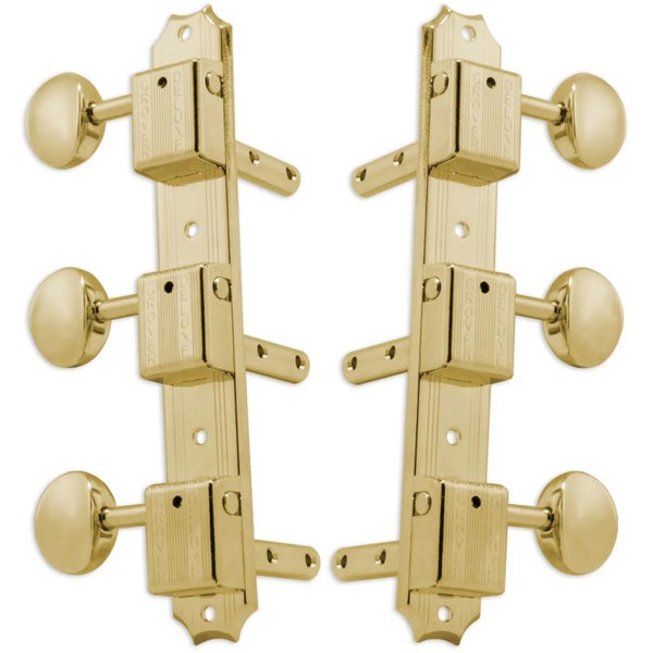Grover H138G Vintage Deluxe Machine Heads, Horizontal - Guitar Machine Heads, 3 + 3 - Gold