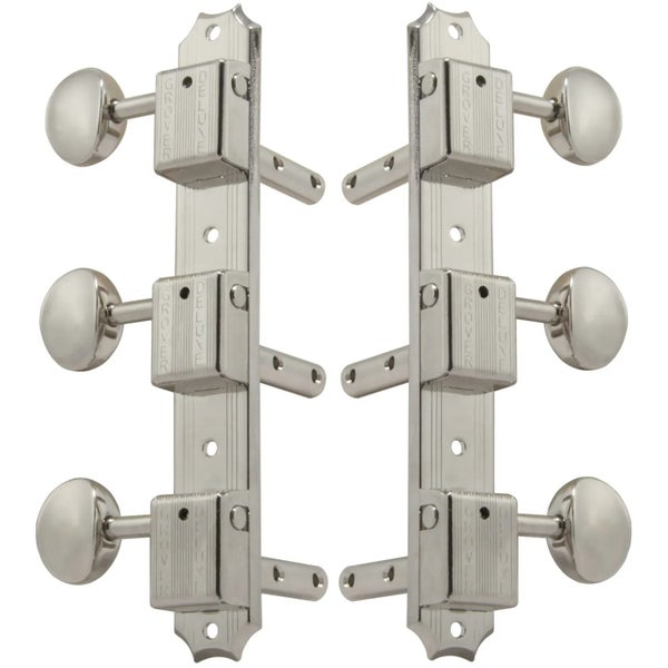 Grover H138N Vintage Deluxe Machine Heads, Horizontal - Guitar Machine Heads, 3 + 3 - Nickel