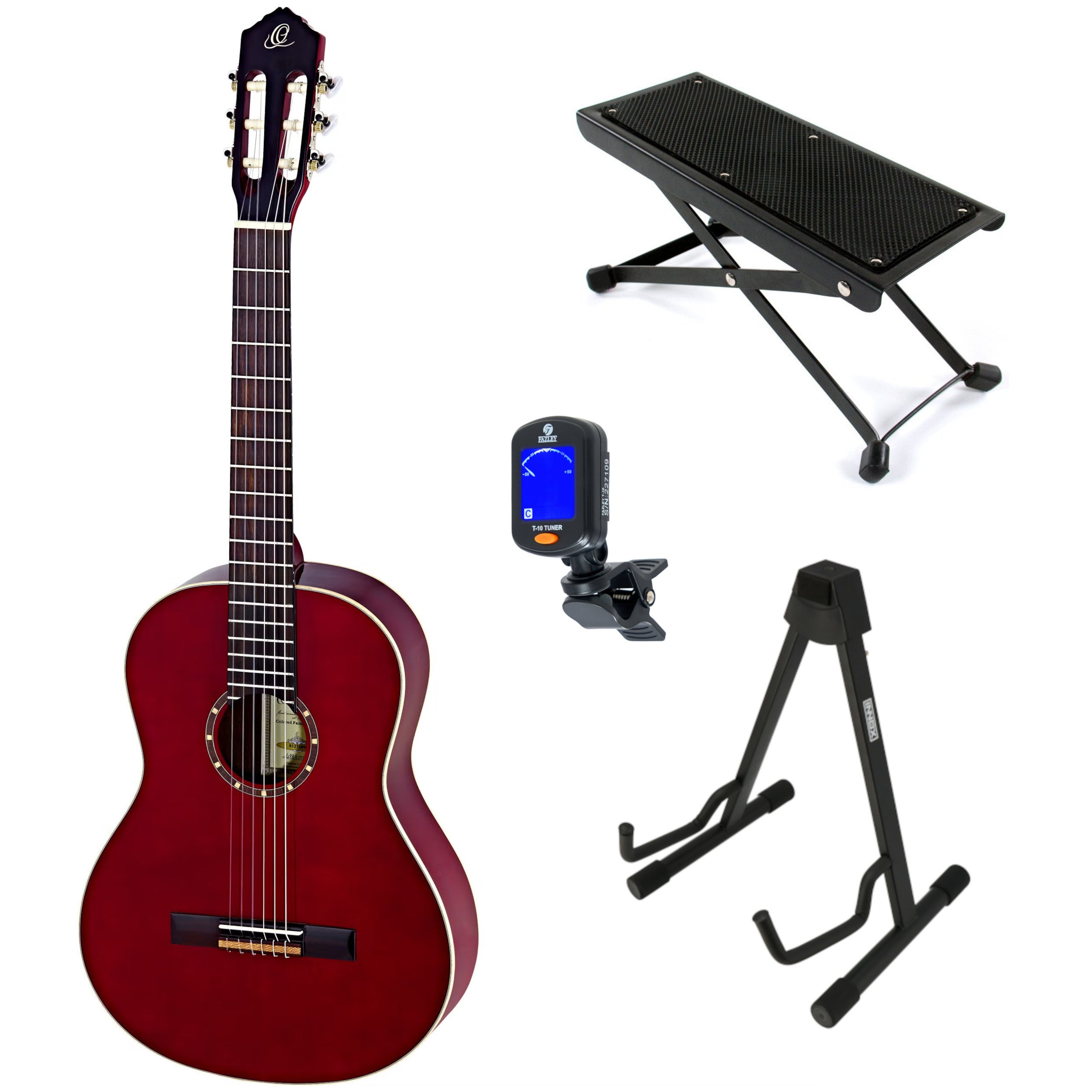 Ortega Family Series R121L Red linkshandige klassieke gitaar starterset