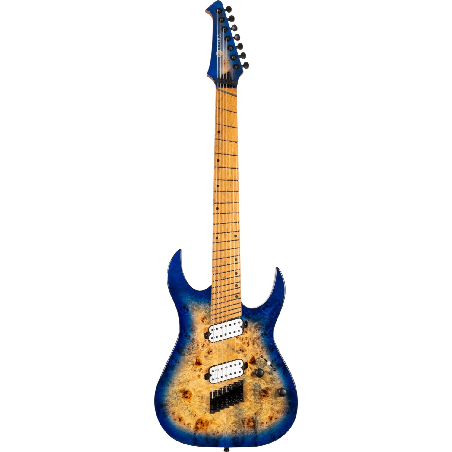 Spira Guitars S-457 Transparent Blue Multiscale 7-snarige elektrische gitaar