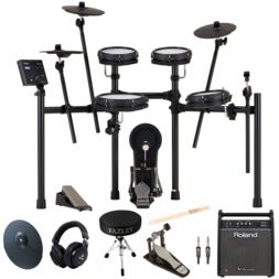 Roland TD-07DMK2 V-Drums elektronisch drumstel set met versterker, baspedaal en crash