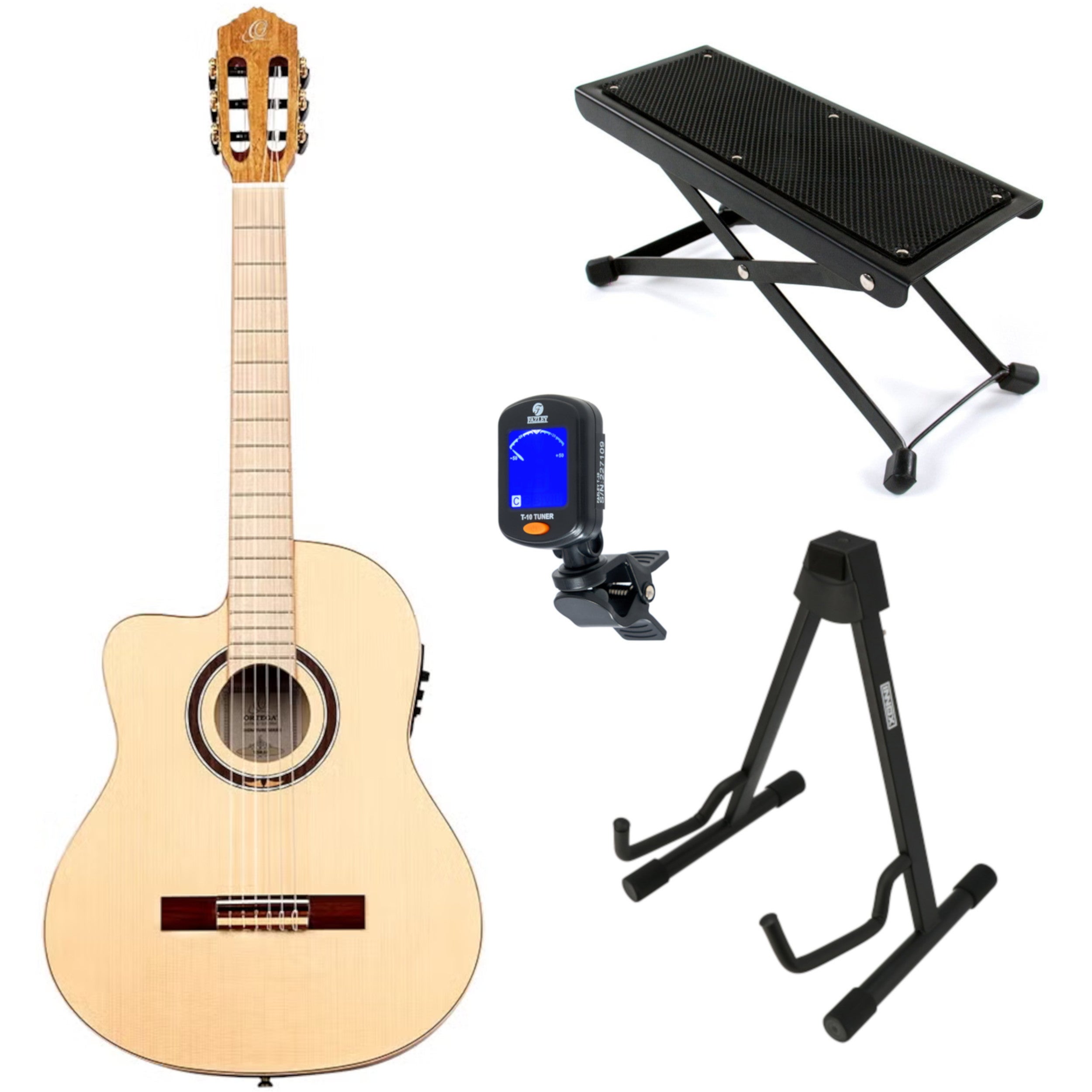 Ortega TZSM-3-L Signature Series Natural linkshandige klassieke gitaar starterset