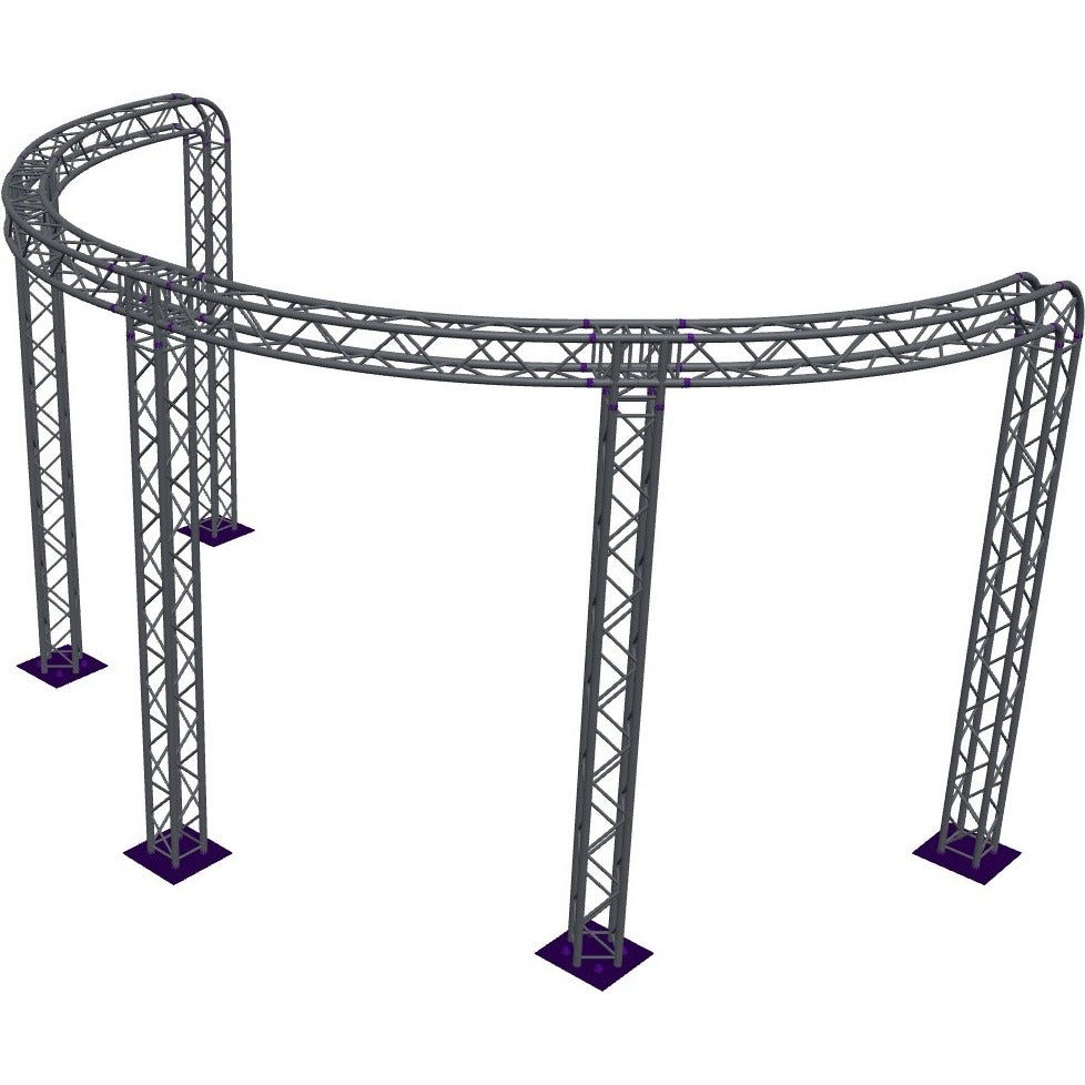 Altura FA34-CIRH-Ø6-H4-C21R-S ½ cirkel vierkant-truss Ø6×4m, zilver, 90° hoek gebogen