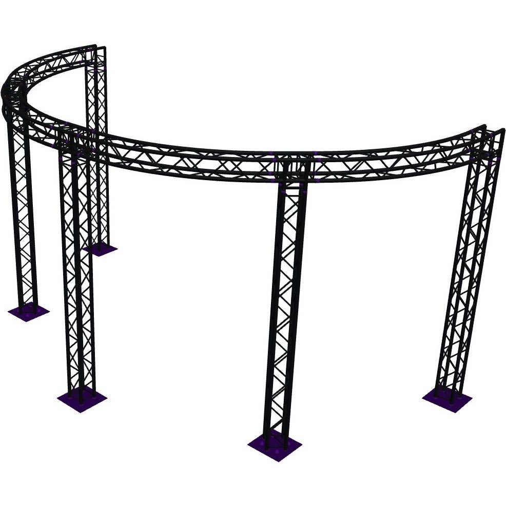 Altura FA34-CIRH-Ø6-H4-C21R-BK ½ cirkel vierkant-truss Ø6×4m, zwart, 90° hoek gebogen