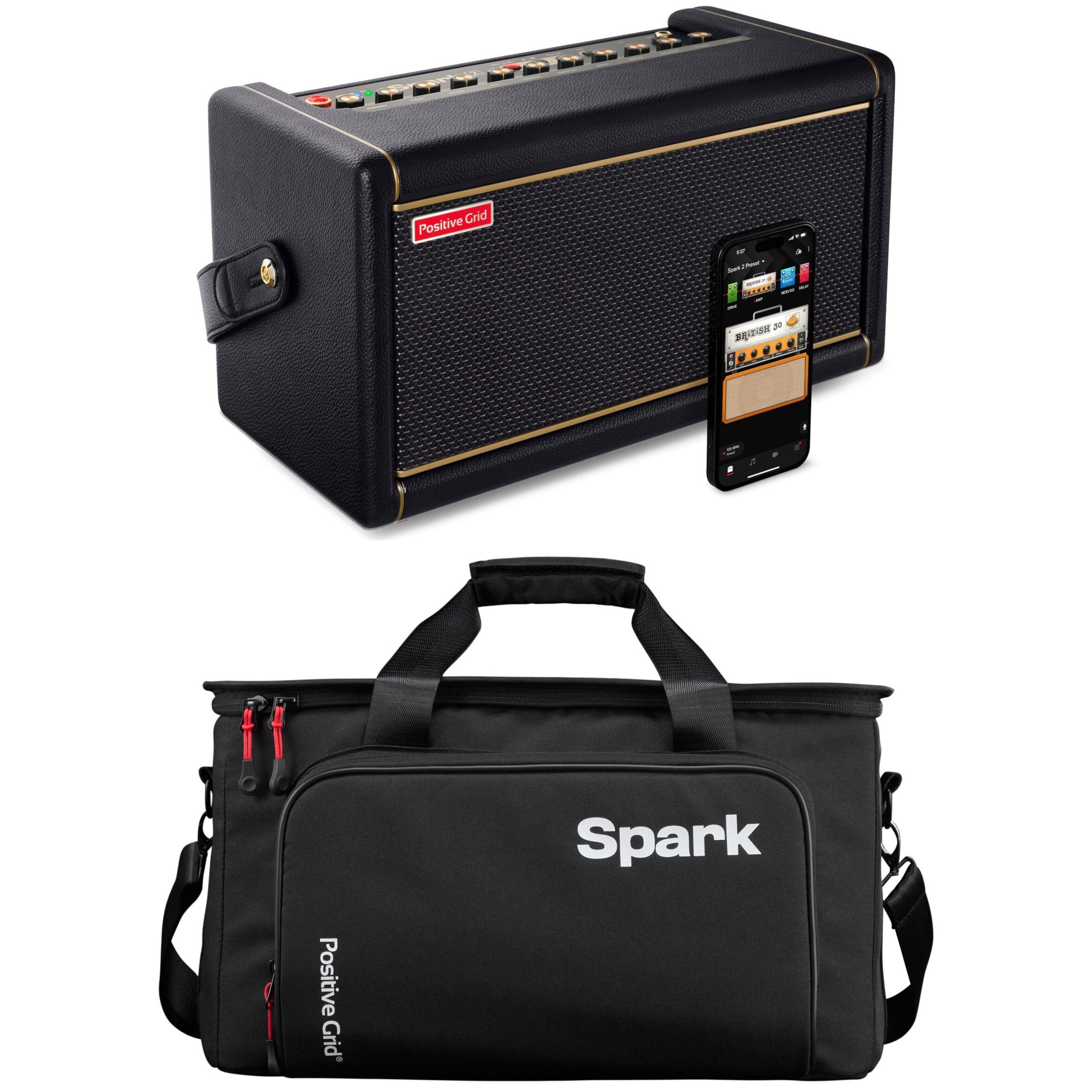 Positive Grid Spark 2 Black met Spark 2 Carry Bag