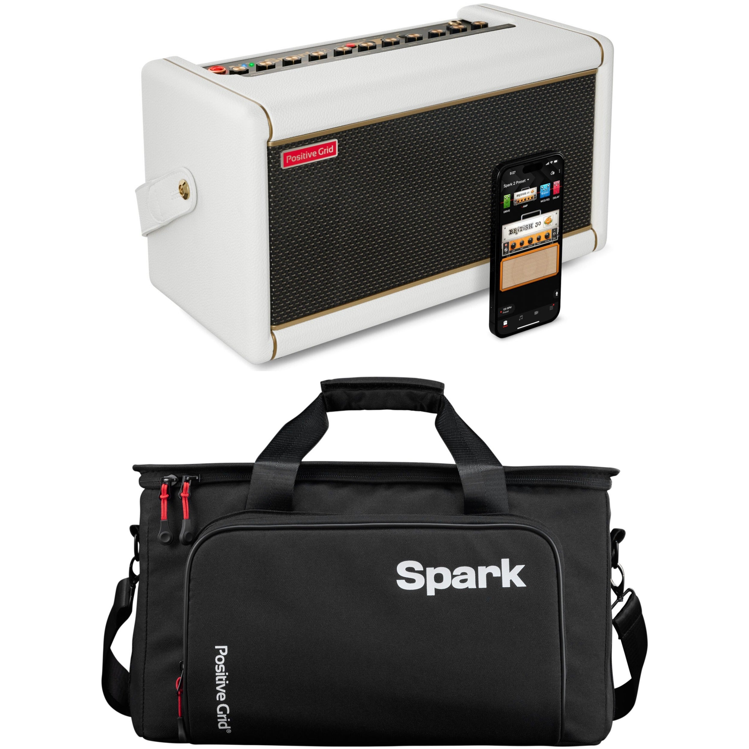 Positive Grid Spark 2 Pearl met Spark 2 Carry Bag