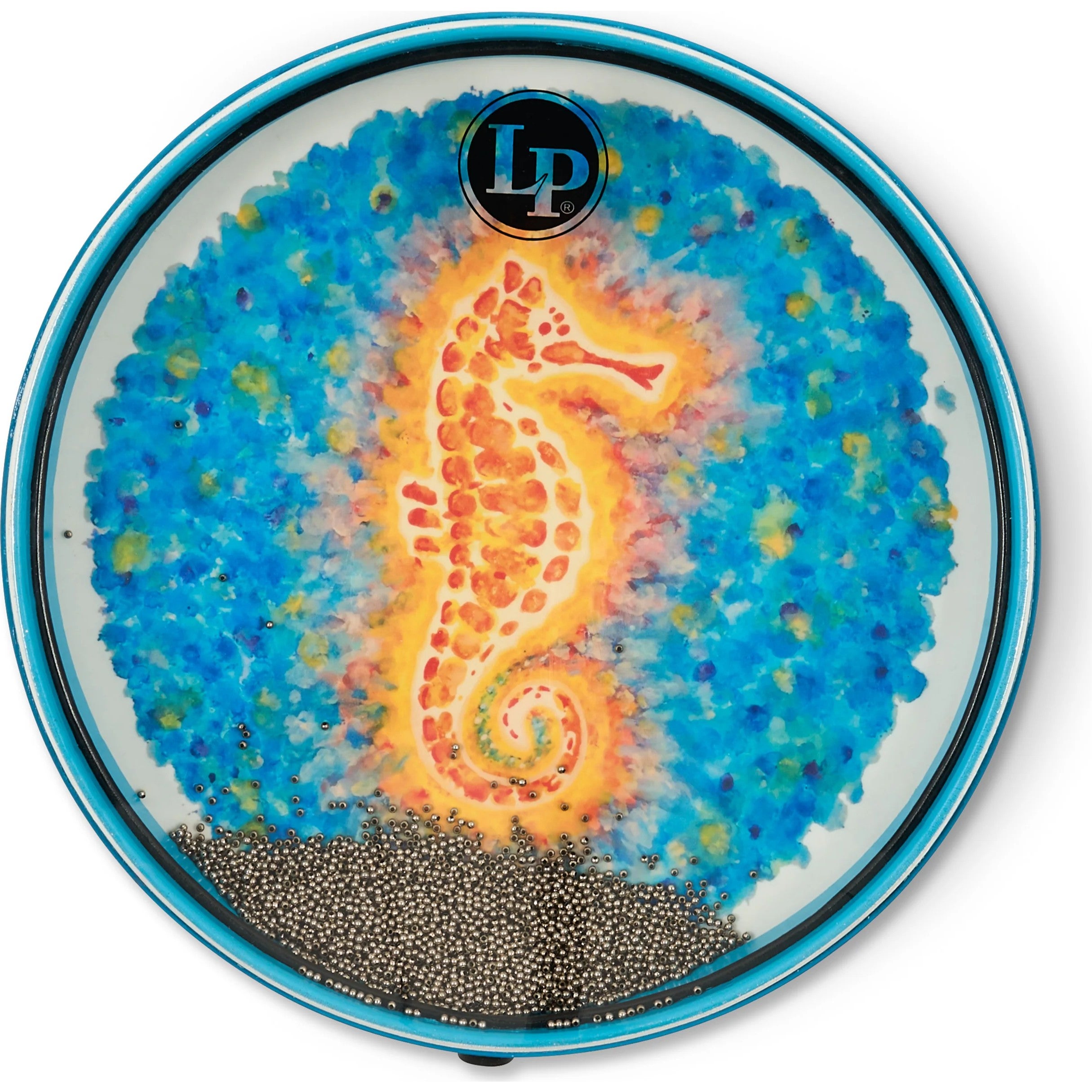Latin Percussion LP7104 Sound Vibrations 14″ Ocean Drum, Seahorse met zeepaardje-illustratie
