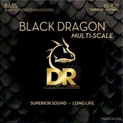 DR Strings DBSMB-45 Black Dragon Medium 45-105 Tapered Multi-Scale snarenset voor elektrische basgitaar