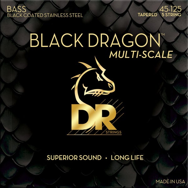 DR Strings DBSMB5-45 Black Dragon 5-String Light 45-125 Tapered Multi-Scale snarenset voor 5-snarige elektrische basgitaar