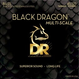 DR Strings DBSMB5-45 Black Dragon 5-String Light 45-125 Tapered Multi-Scale snarenset voor 5-snarige elektrische basgitaar