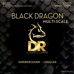 DR Strings DBSMB6-30 Black Dragon 6-String Medium 30-125 Tapered Multi-Scale snarenset voor 6-snarige elektrische basgitaar