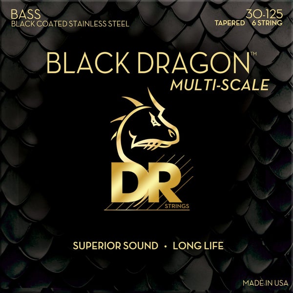 DR Strings DBSMB6-30 Black Dragon 6-String Medium 30-125 Tapered Multi-Scale snarenset voor 6-snarige elektrische basgitaar
