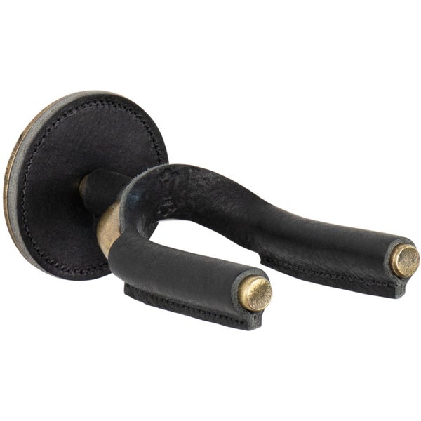 Levys Leathers LVY-FGHNGR-BRBK Brass Forged Guitar Hanger with Black Leather gitaar muurbeugel