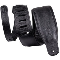 Levys Leathers M26GP-BLK-BLK Staple Series Padded Leather 8.25 cm Black-Black gewatteerde leren gitaarband