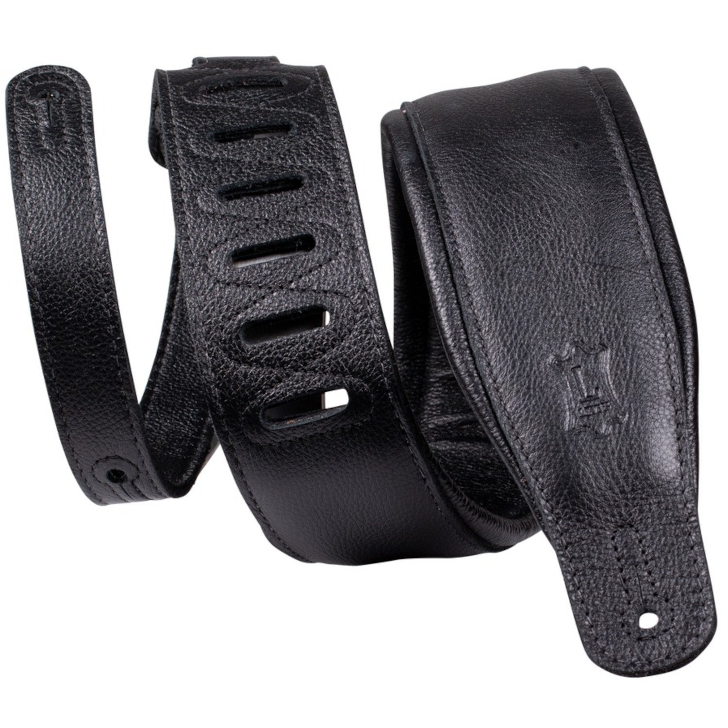Levys Leathers M26GP-BLK-BLK Staple Series Padded Leather 8.25 cm Black-Black gewatteerde leren gitaarband