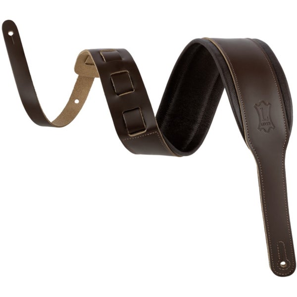 Levys Leathers M26PD-DBR-ACO Amped Leather Series Acoustic 6.4 cm Dark Brown leren gitaarband