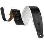 Levys Leathers M26PD-BLK_WHT Amped Leather Series 7.5 cm Black and White leren gitaarband