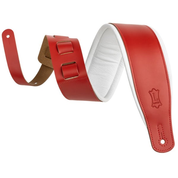 Levys Leathers M26PD-RED-WHT Amped Leather Series 7.5 cm Red and White leren gitaarband
