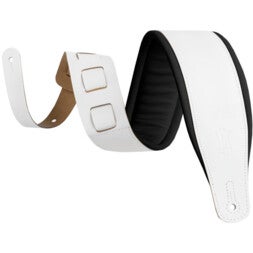 Levys Leathers M26PD-WHT_BLK Amped Leather Series 7.5 cm White and Black leren gitaarband