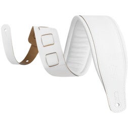Levys Leathers M26PD-WHT_WHT Amped Leather Series 7.5 cm White leren gitaarband