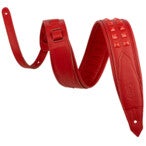 Levys Leathers M81GRPDX-RED Rebel Series Leather Studs 6.5 cm Red leren gitaarband met studs