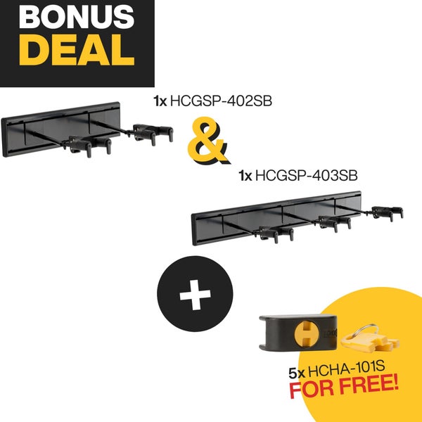Hercules Stands SLBONUSDEAL3 Bonus Deal 3 bundel met 2 slatwallsets voor gitaren en 5 sloten