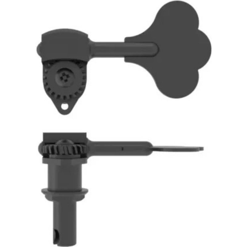 Hipshot HB6 - Ultralite Bass Machine Head, 3/8" Post, Clover Leaf Key, Bass Side - Black