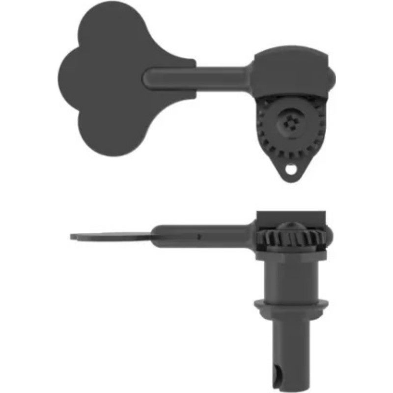 Hipshot HB6 - Ultralite Bass Machine Head, 3/8" Post, Clover Leaf Key, Treble Side - Black