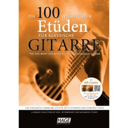 Hage MusikVerlag EH 3789 100 Most Essential Etudes for Classical Guitar + QR gitaarboek