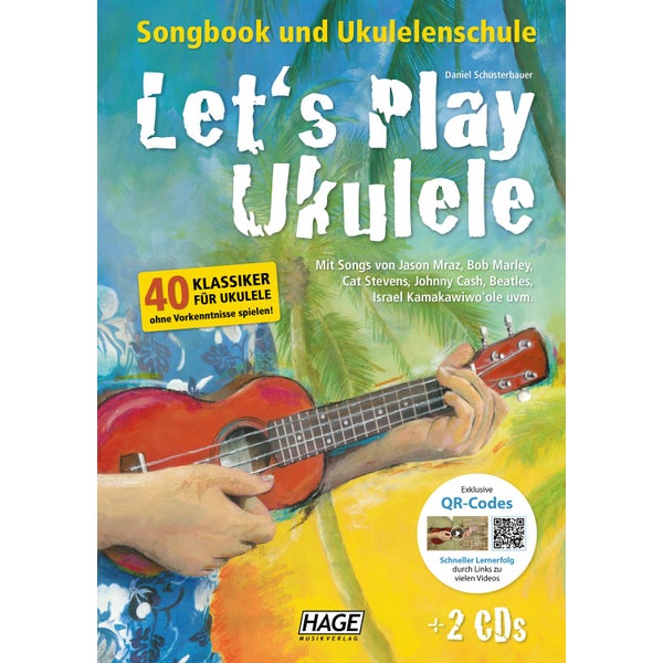 Hage MusikVerlag EH 3857 Let‘s Play Ukulele + 2 CDs + QR-Codes songboek voor ukelele