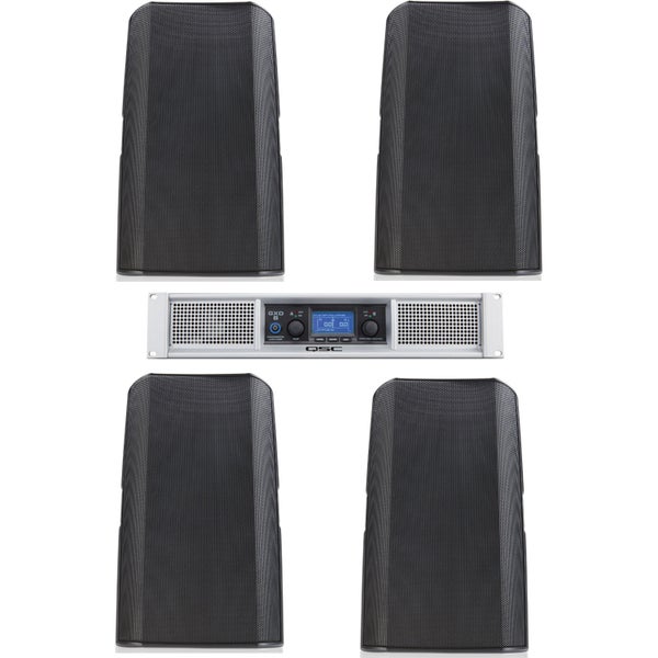 QSC AD-S8T (x 4) installatieluidsprekers + GXD8 versterker