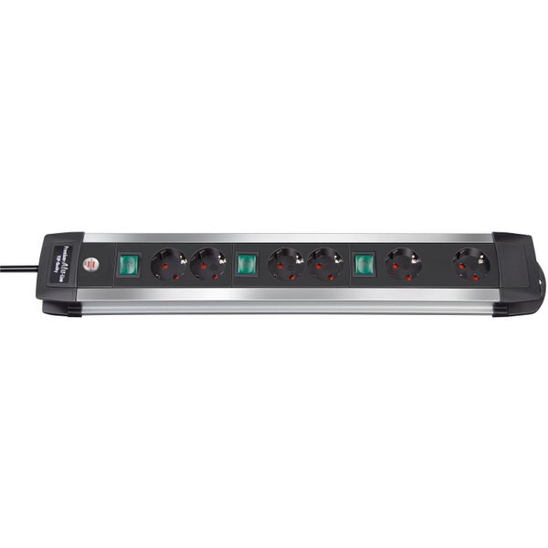 Brennenstuhl Alu Line Technics stroomverdeler 6-voudig