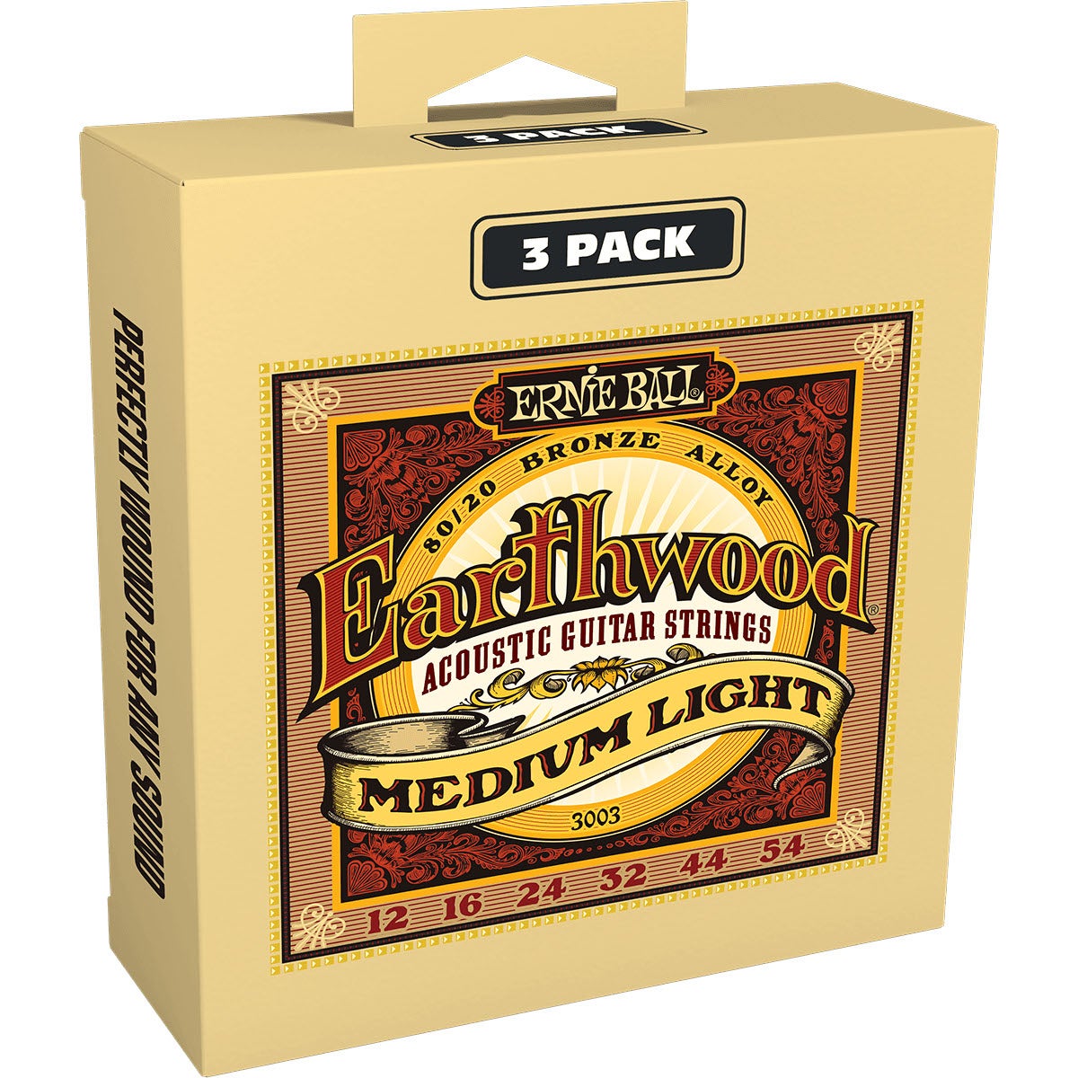 Ernie Ball 3003 Earthwood medium ljus akustisk brons 3-pack