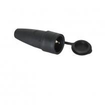 Showtec rubber schuko connector female 230V zwart