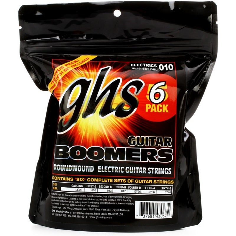 GHS GBL-6 Boomers Multi-Packs light strängset gitarr (6 st)